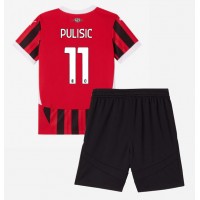 Koszulka piłkarska AC Milan Christian Pulisic #11 Strój Domowy dla dzieci 2024-25 tanio Krótki Rękaw (+ Krótkie spodenki)